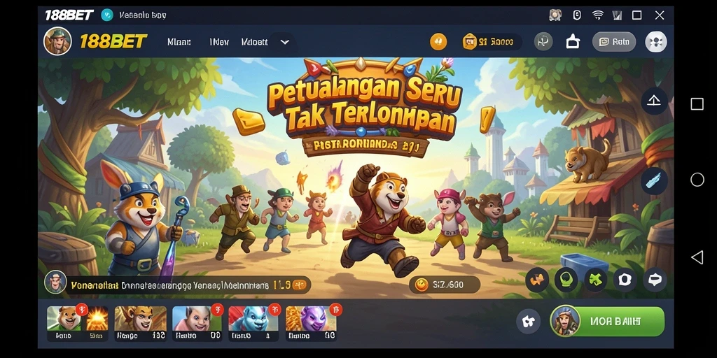 Screenshot utama 188BET menampilkan pemain berpetualang di dunia yang menakjubkan.