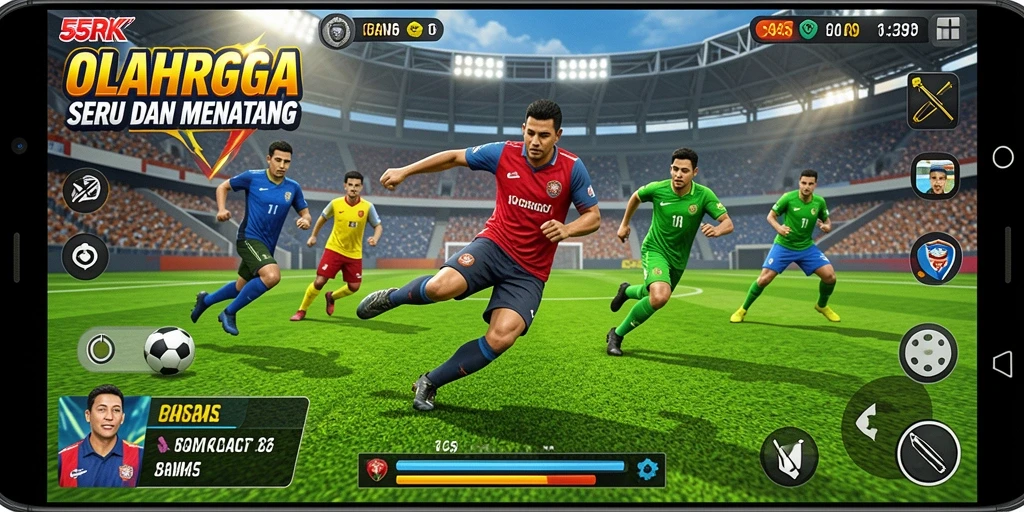 Tampilan gameplay seru dalam 55RK dengan aksi olahraga yang mendebarkan.