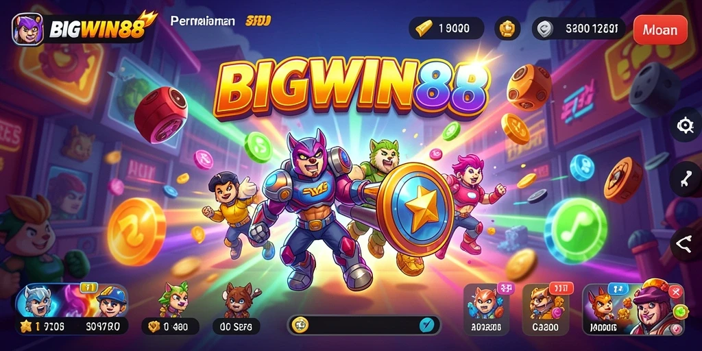 Tampilan gameplay menegangkan dan penuh warna dari BIGWIN88.