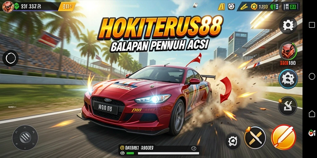 Screenshots HOKITERUS88 menampilkan gameplay balapan yang intens.