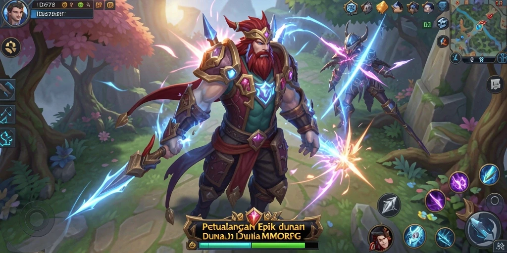Screenshot <strong>ID678</strong> menunjukkan pemain beraksi dalam dunia MMORPG yang megah.