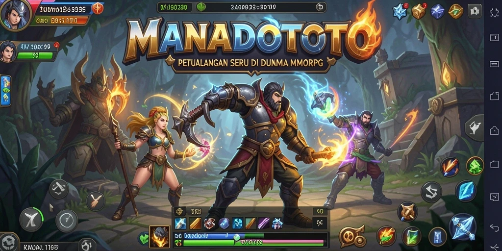 Screenshot dari gameplay MANADOTOTO yang menunjukkan petualangan hebat di MMORPG.