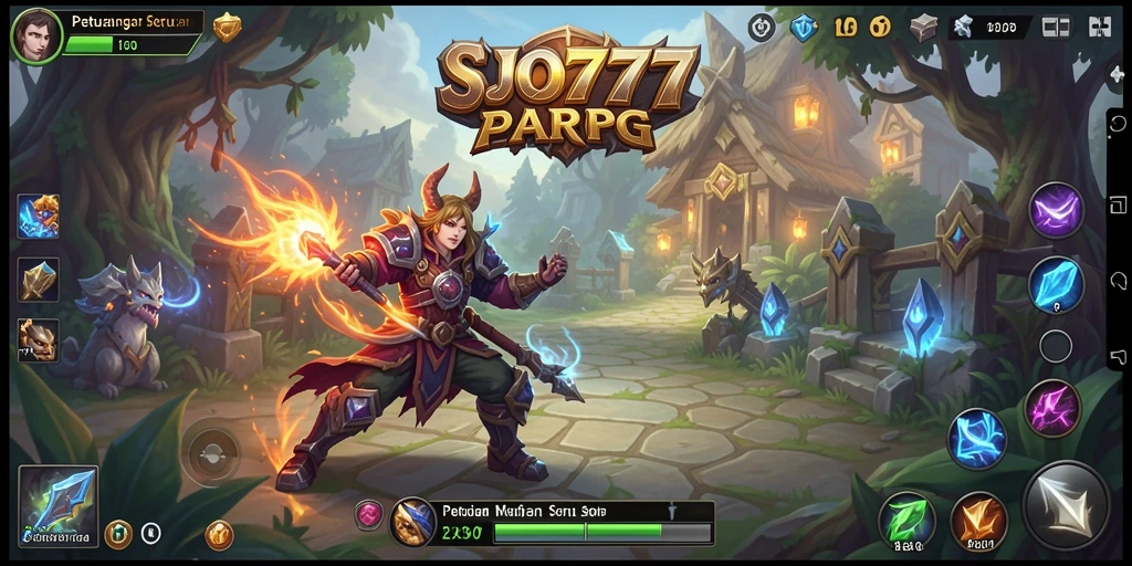 Screenshot gameplay seru selama pertempuran di dunia fantasi SJO777.